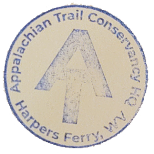 Circular purple ink stamp for Appalachian Trail Conservancy 
