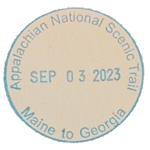 Circular blue Ink stamp for the Appalachian Scenic Trail