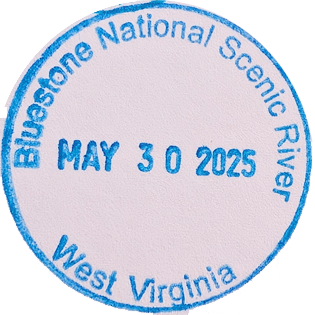 Blue circular inked stamp for Bluestone National Scenic River