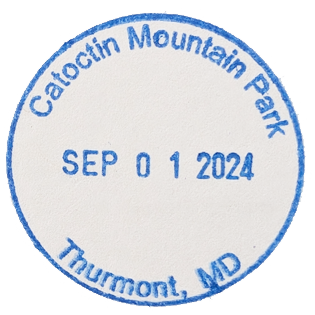 Circular blue inked stamp for Catoctin Mountain Park
