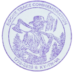 Purple circular inked stamp for Boone Trace Commemoration