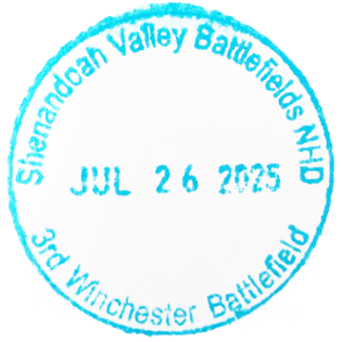 Blue circular inked stamp for Shenandoah Valley Battlefields National Historic District - 3rd Winchester Battlefield
