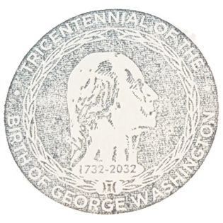 Black circular inked stamp for the Tricentennial of the Birth of George Washington Black circular inked stamp for the Tricentennial of the Birth of George Washington
